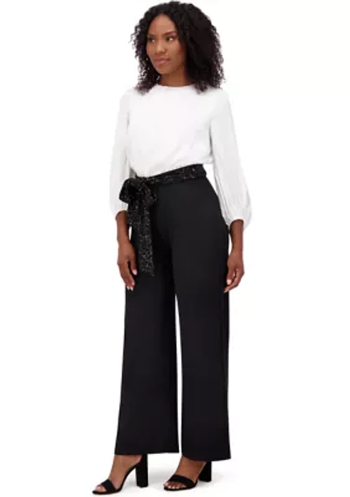 Women's Two Tone Belted Jumpsuit