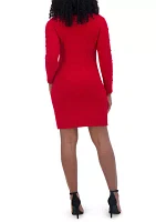 Women's Long Sleeve Turtleneck Solid Sheath Dress