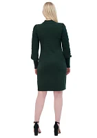 Women's Long Sleeve Mock Neck Solid A-Line Dress