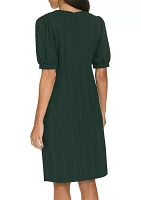 Women's Short Sleeve Crew Neck Solid Pocket Detail Sheath Dress