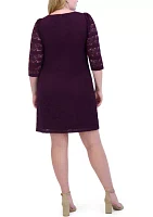 Plus Wide Neck Solid Lace Sheath Dress