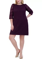 Plus Wide Neck Solid Lace Sheath Dress