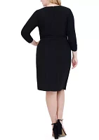 Plus Solid Wrap Sheath Dress