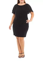 Plus Short Sleeve Crew Neck Solid Sheath Dress