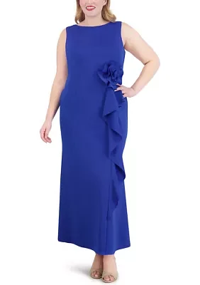 Plus Sleeveless Side Tie Solid Gown