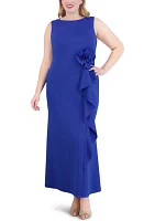 Plus Sleeveless Side Tie Solid Gown