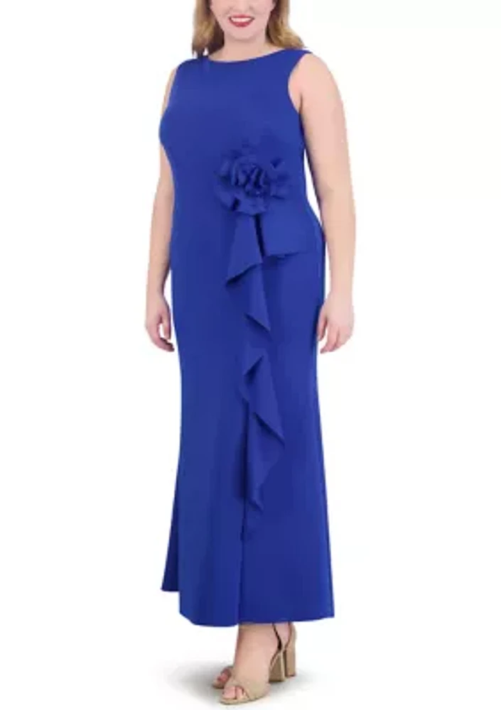 Plus Sleeveless Side Tie Solid Gown