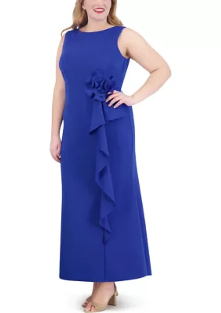 Plus Sleeveless Side Tie Solid Gown