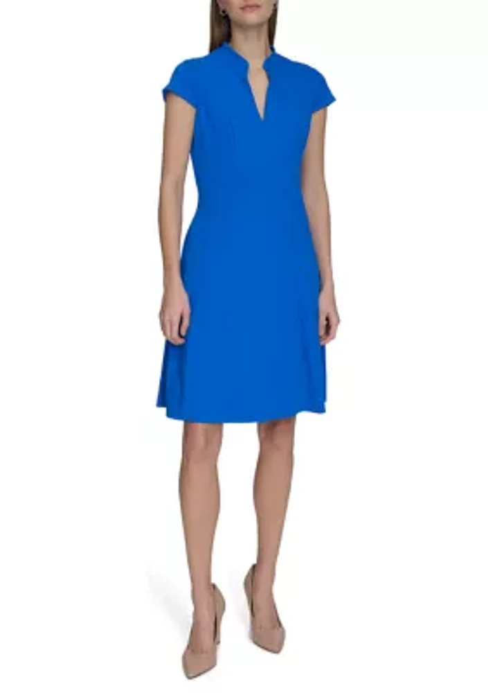 Women's Short Sleeve Solid A-Line Dress
