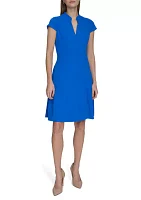 Women's Short Sleeve Solid A-Line Dress