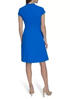 Women's Short Sleeve Solid A-Line Dress