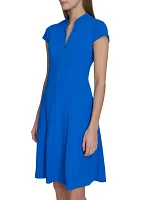 Women's Short Sleeve Solid A-Line Dress