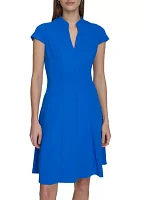 Women's Short Sleeve Solid A-Line Dress