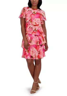 Women's Flutter Sleeve Floral Print Dress