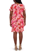 Women's Flutter Sleeve Floral Print Dress