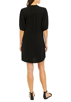 Women's Elbow Puff Sleeve Shirtdress