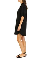 Women's Elbow Puff Sleeve Shirtdress