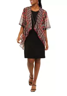 Sandra Darren Women's Printed Chiffon Jacket Dress