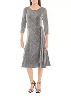 Sandra Darren Women's Glitter Knit Fit and Flare Dress