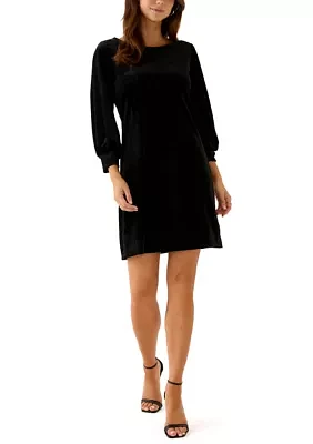 Women's 3/4 Sleeve Solid Velvet Sheath Dress