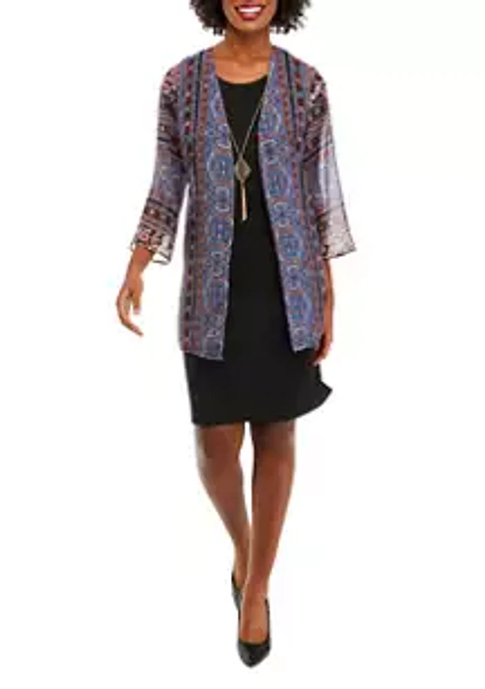 Sandra Darren Women's 3/4 Sleeve Chiffon Jacket Dress