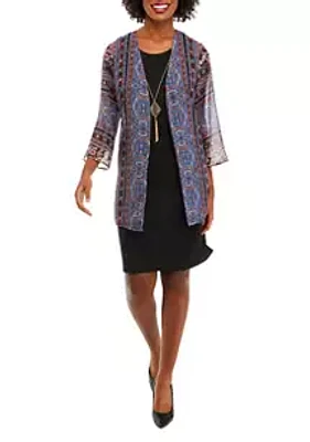 Sandra Darren Women's 3/4 Sleeve Chiffon Jacket Dress