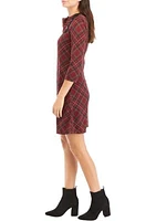 Women's 3/4 Sleeve Plaid A-Line Cozy Dress