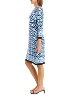 Women's 3/4 Sleeve Geometric Print Shift Dress