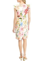 Women's Flutter Sleeve Floral Printed Dress