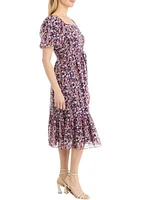 Women's Printed Chiffon Midi Dress