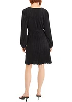 Women's Long Sleeve V-Neck Side Wrap Dress