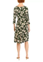 Women's 3/4 Sleeve Floral A-Line Dress