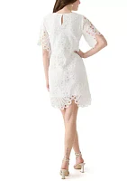 Women's Short Sleeve Solid Lace Sheath Dress