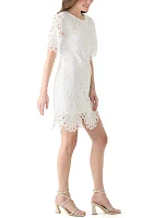 Women's Short Sleeve Solid Lace Sheath Dress