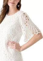 Women's Short Sleeve Solid Lace Sheath Dress