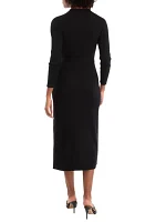 Women's Solid Ribbed Knit Midi Dress