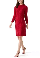 Women's Mock Neck Sweater Knit A-Line Dress