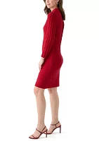 Women's Mock Neck Sweater Knit A-Line Dress