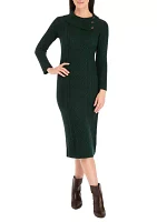 Women's Long Sleeve Envelope Neck Solid A-Line Sweater Dress