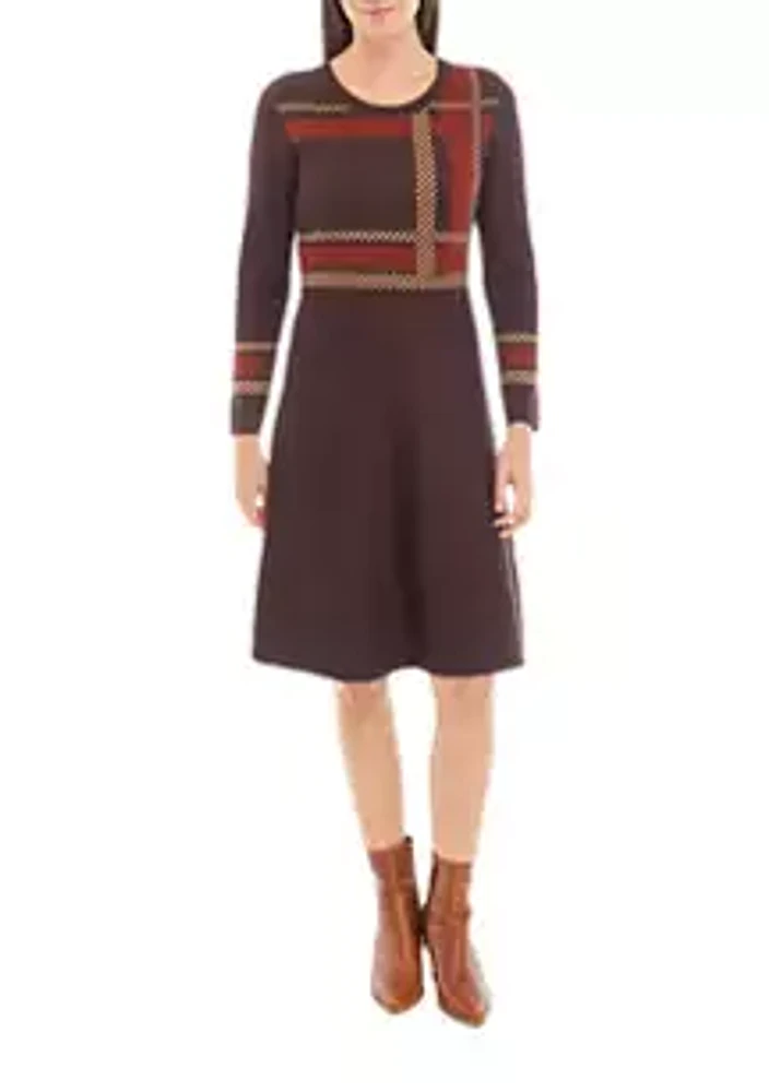 Sandra Darren Women's Plaid Fit and Flare Dress