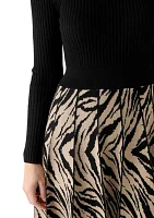 Women's Sweater Knit Printed Fit and Flare Dress