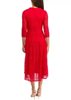 Women's 3/4  Sleeve Lace Fit and Flare Dress