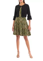 Women's 3/4 Sleeve Paisley Print Jacket Dress