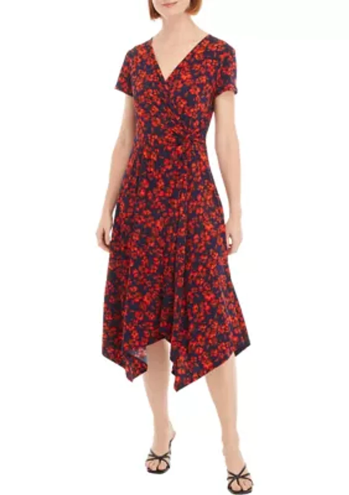 Women's Printed Side Wrap Fit and Flare Dress