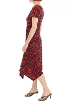 Women's Printed Side Wrap Fit and Flare Dress