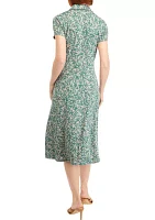 Women's Floral Printed Side Tie Wrapped Fit and Flare Dress