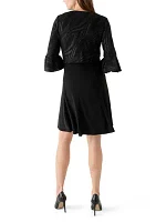 Women's 3/4 Bell Sleeve Swirl Knit Jacket Dress