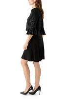 Women's 3/4 Bell Sleeve Swirl Knit Jacket Dress