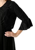 Women's 3/4 Bell Sleeve Swirl Knit Jacket Dress
