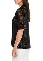 Women's Short Sleeve Crochet Open Knit Shrug